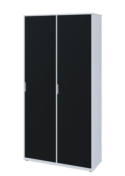 KSR6-81 P skříň šatní, 2x výsuvné ramínko, 2053x1022x400 mm, provedení pravé, bílá sněžná/černá